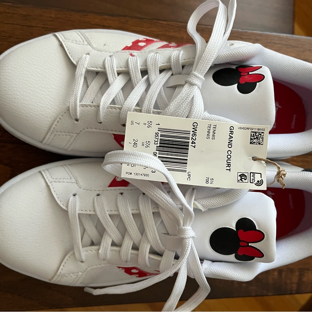 Adidas Grand Court White and Red Sneakers